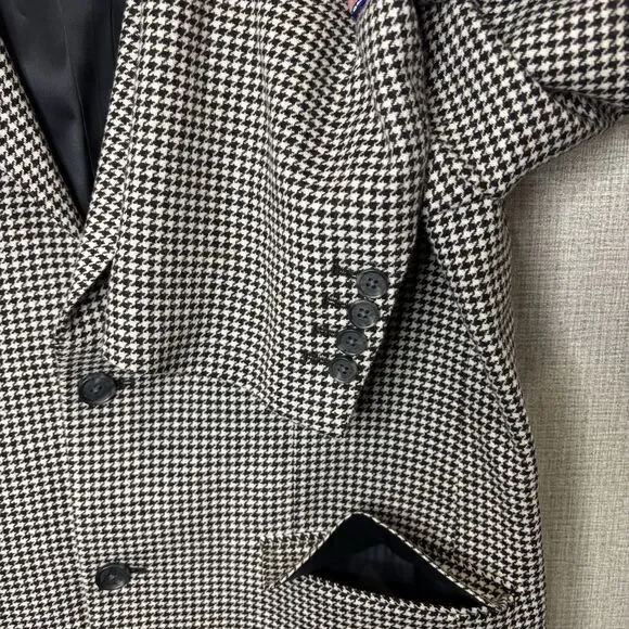 J. Peterman Men's 40R Houndstooth Wool/Cashmere Suit Jacket Sport Coat Blazer